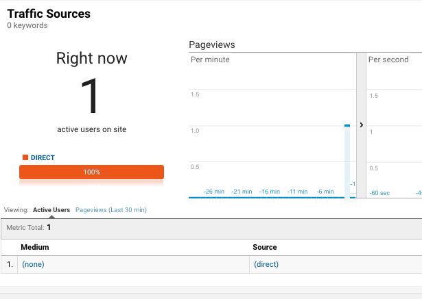 Magento 2 Google Analytics - real time users